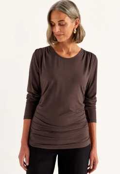 Cellbes of Sweden Topp Premium i modal med rynkdetaljer Mörkbrun Sale