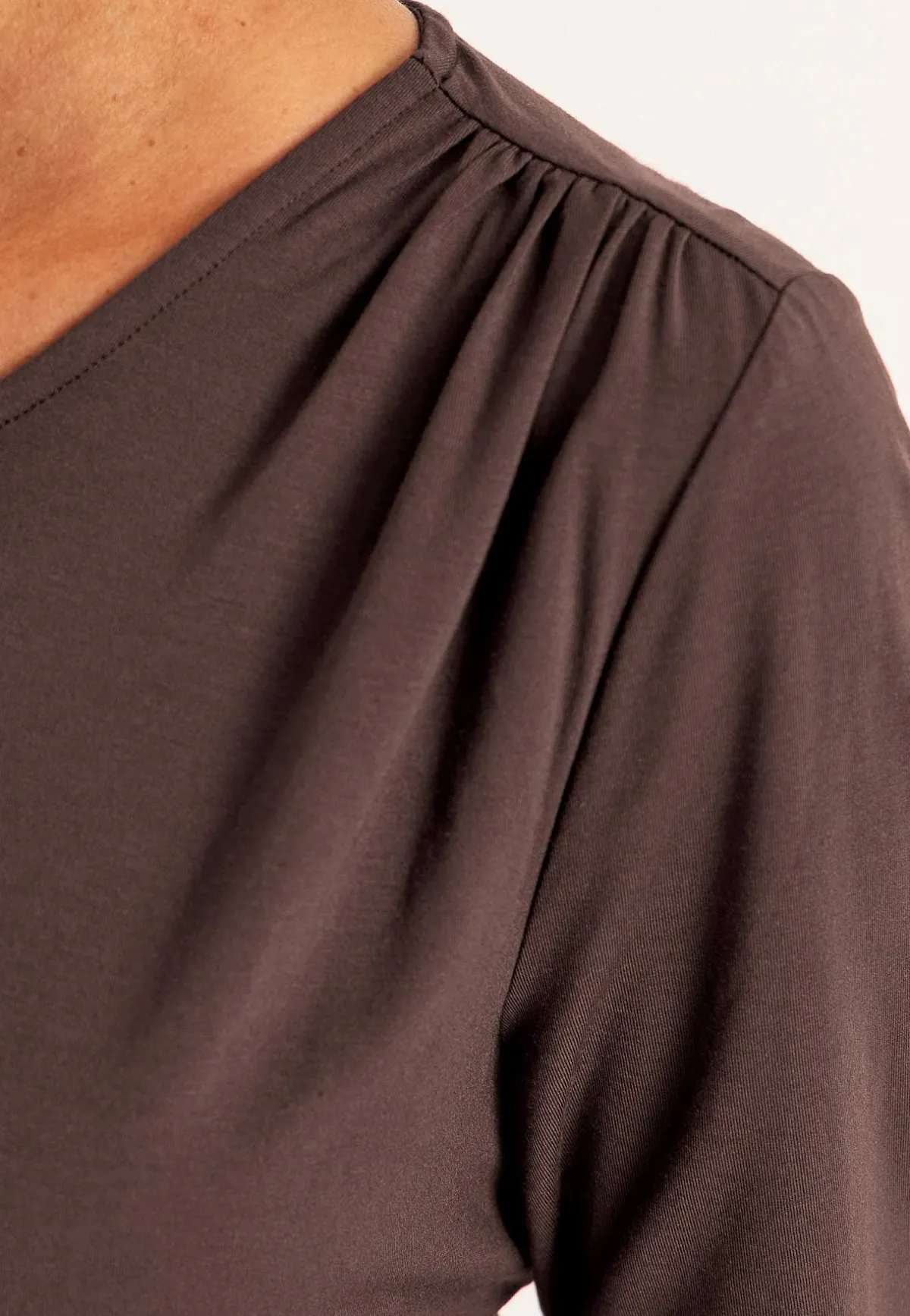 Cellbes of Sweden Topp Premium i modal med rynkdetaljer Mörkbrun Sale