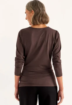 Cellbes of Sweden Topp Premium i modal med rynkdetaljer Mörkbrun Sale