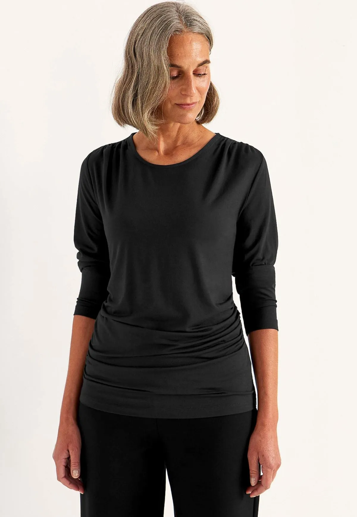 Cellbes of Sweden Topp Premium i modal med rynkdetaljer Svart Best