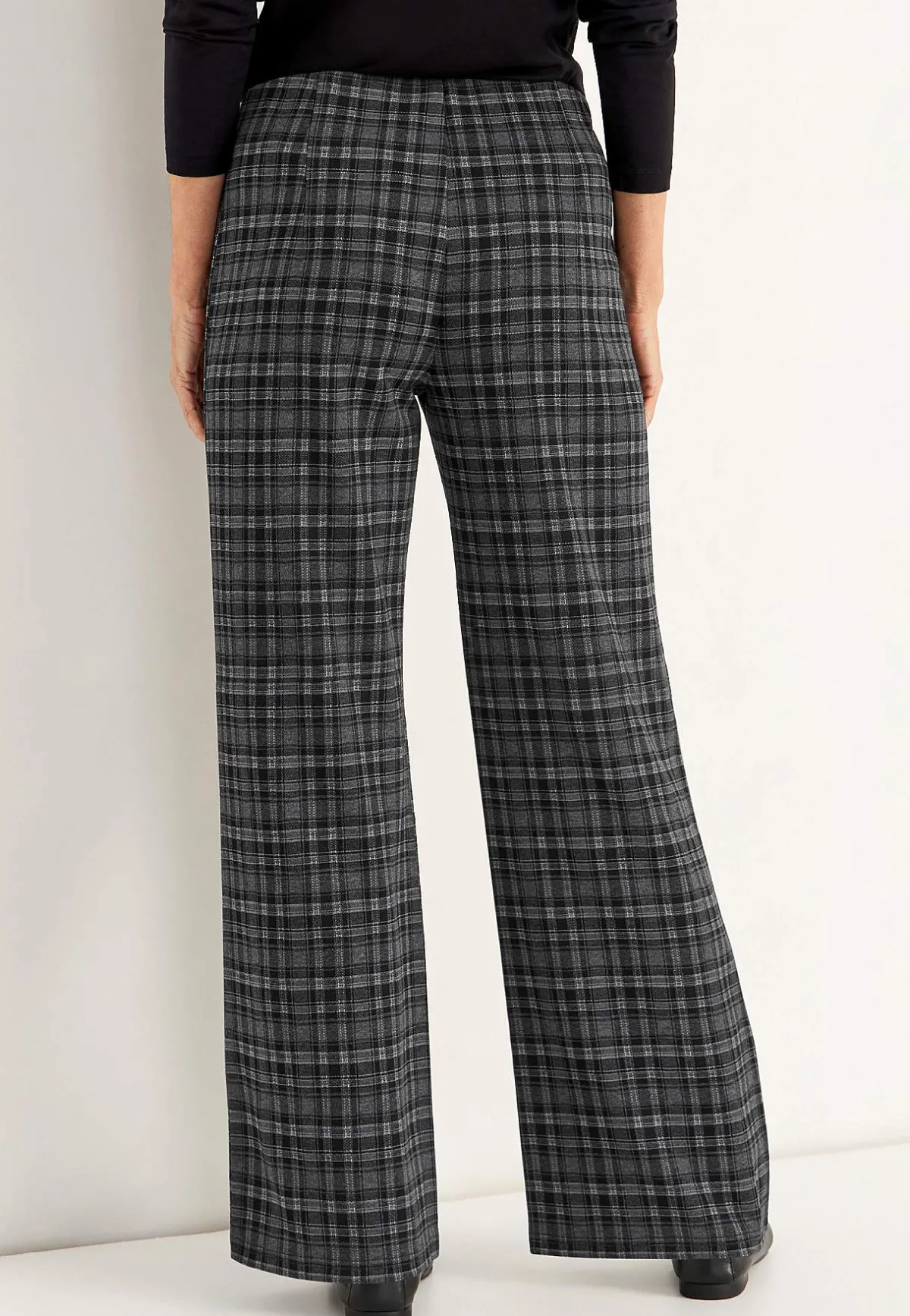 Cellbes of Sweden Trikåbyxa med raka ben Grå / Rutig New