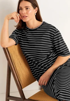 Cellbes of Sweden Trikåklänning i kraftig kvalitet Randig / Svart / Beige New