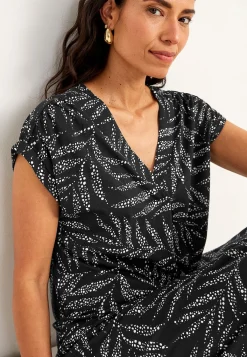 Cellbes of Sweden Trikåklänning i modalmix Svart / Mönstrad Outlet