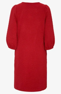 Freequent Trikåklänning med 3D-struktur Röd Sale