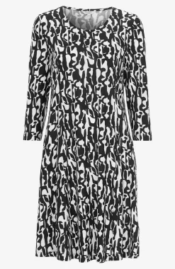 Cellbes of Sweden Trikåklänning med fickor Svart / Mönstrad New