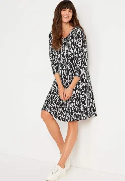 Cellbes of Sweden Trikåklänning med fickor Svart / Mönstrad New