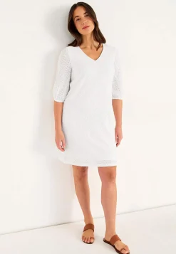 Cellbes of Sweden Trikåklänning med hålbroderi Vit Best