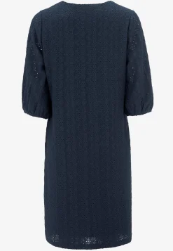 Cellbes of Sweden Trikåklänning med hålbroderi Marin New