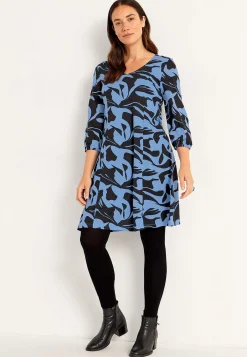 Cellbes of Sweden Trikåklänning med prinsesskärning Blå / Mönstrad Discount