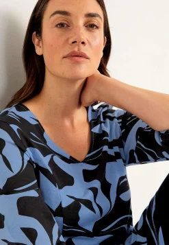 Cellbes of Sweden Trikåklänning med prinsesskärning Blå / Mönstrad Discount