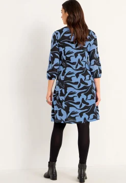 Cellbes of Sweden Trikåklänning med prinsesskärning Blå / Mönstrad Discount