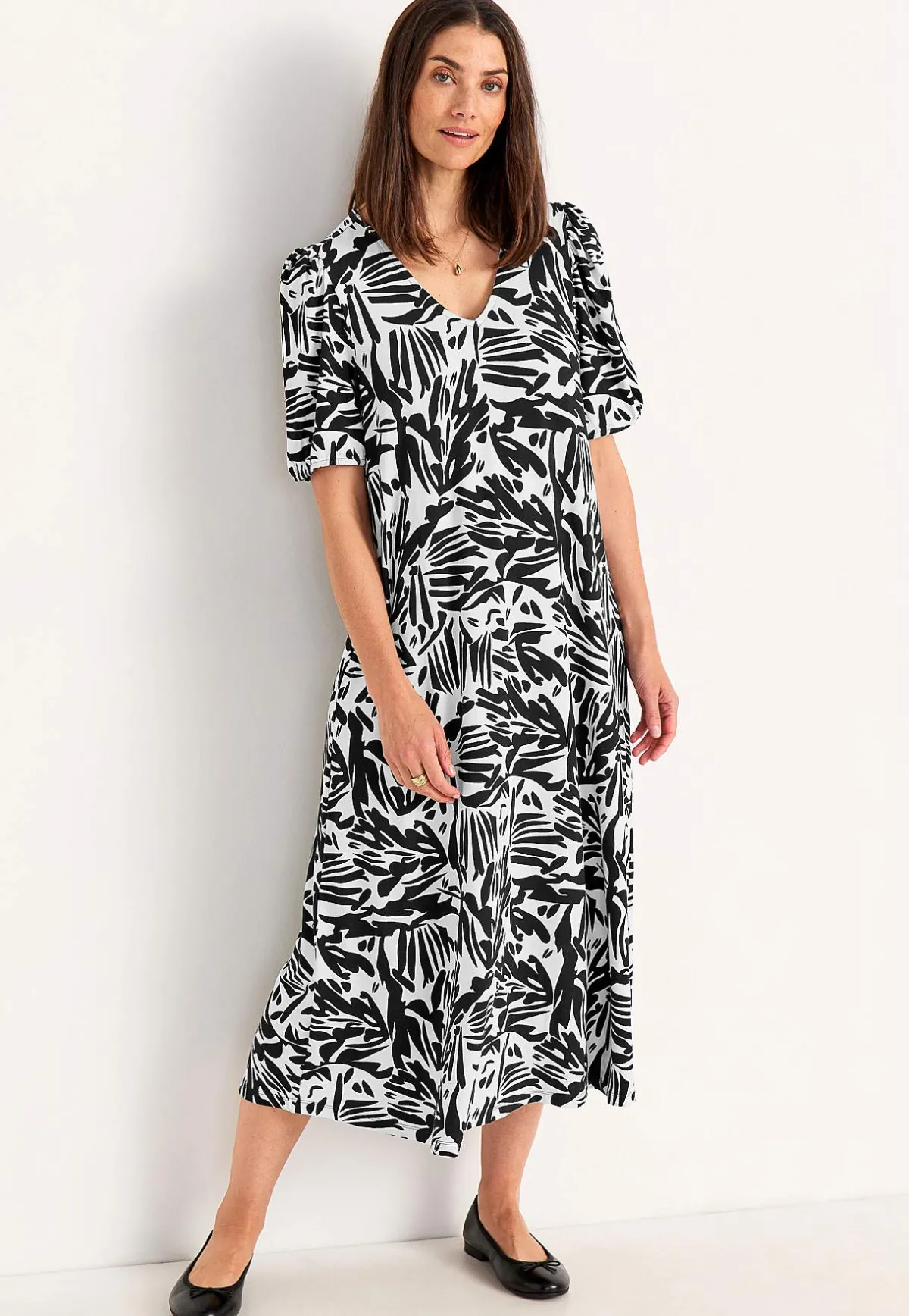 Cellbes of Sweden Trikåklänning med puffärmar Svart / Vit Best