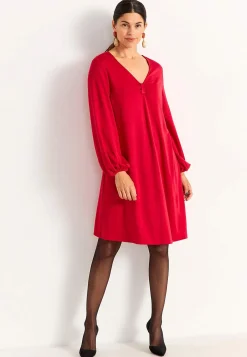 Cellbes of Sweden Trikåklänning med rynkdetalj Röd Best