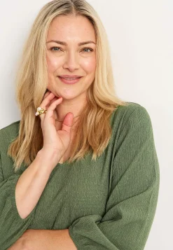 Cellbes of Sweden Trikåklänning med strukturmönster Khakigrön Discount