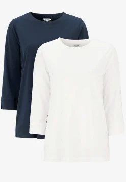 Cellbes of Sweden Trikåtopp i ekologisk bomull 2-pack Vit + Marin Outlet