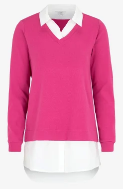 Cellbes of Sweden Trikåtopp med fastsydd skjortkrage Cerise Hot