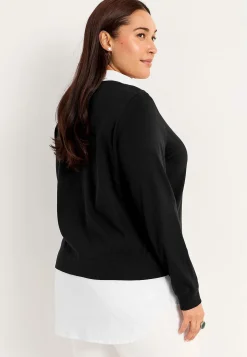 Cellbes of Sweden Trikåtopp med fastsydd skjortkrage Svart Sale