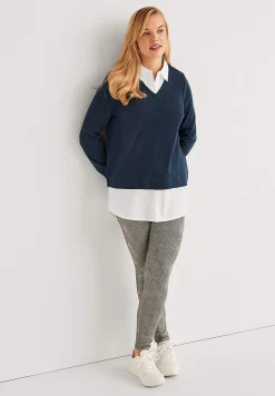 Cellbes of Sweden Trikåtopp med fastsydd skjortkrage Marin Sale