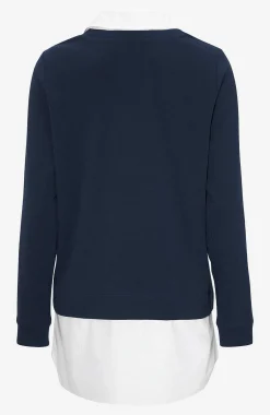 Cellbes of Sweden Trikåtopp med fastsydd skjortkrage Marin Sale