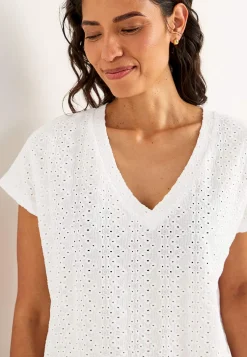 Cellbes of Sweden Trikåtopp med hålbroderi Vit New