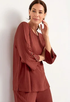 Cellbes of Sweden Trikåtopp med knappar Roströd Clearance