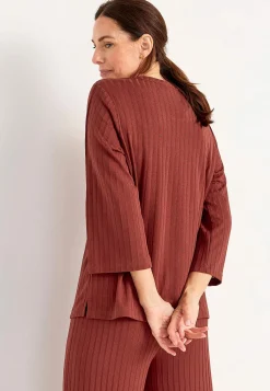 Cellbes of Sweden Trikåtopp med knappar Roströd Clearance