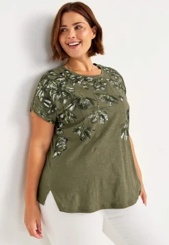 Cellbes of Sweden Trikåtopp med korta ärmar Marin / Blommig