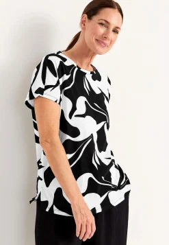 Cellbes of Sweden Trikåtopp med korta ärmar Marin / Blommig