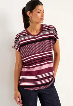 Cellbes of Sweden Trikåtopp med korta ärmar Vinröd / Randig Outlet