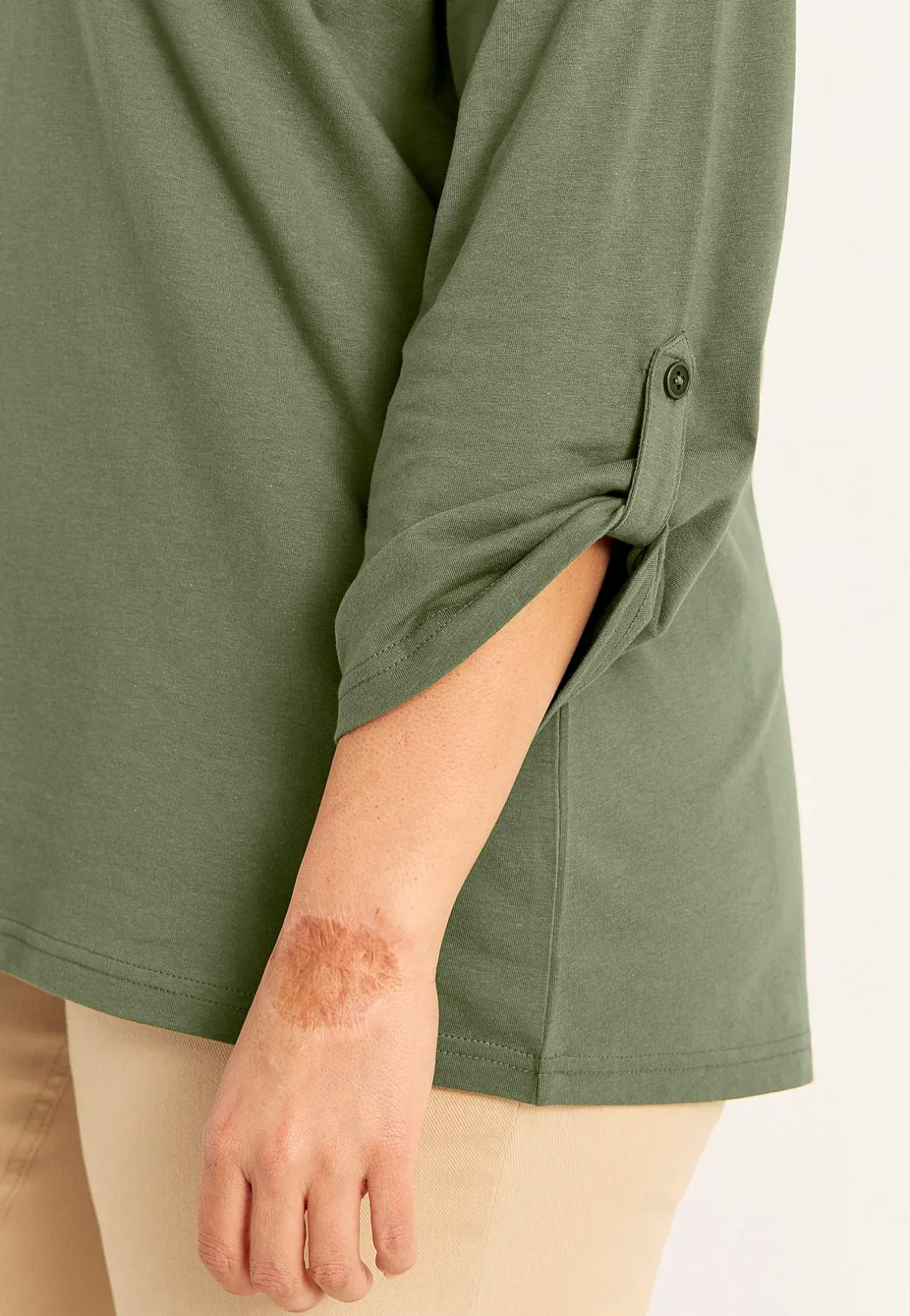 Cellbes of Sweden Trikåtopp med 3/4-långa ärmar Khakigrön Clearance