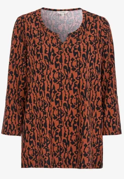 Cellbes of Sweden Trikåtopp med 3/4-långa ärmar Rost / Svart / Mönstrad Online
