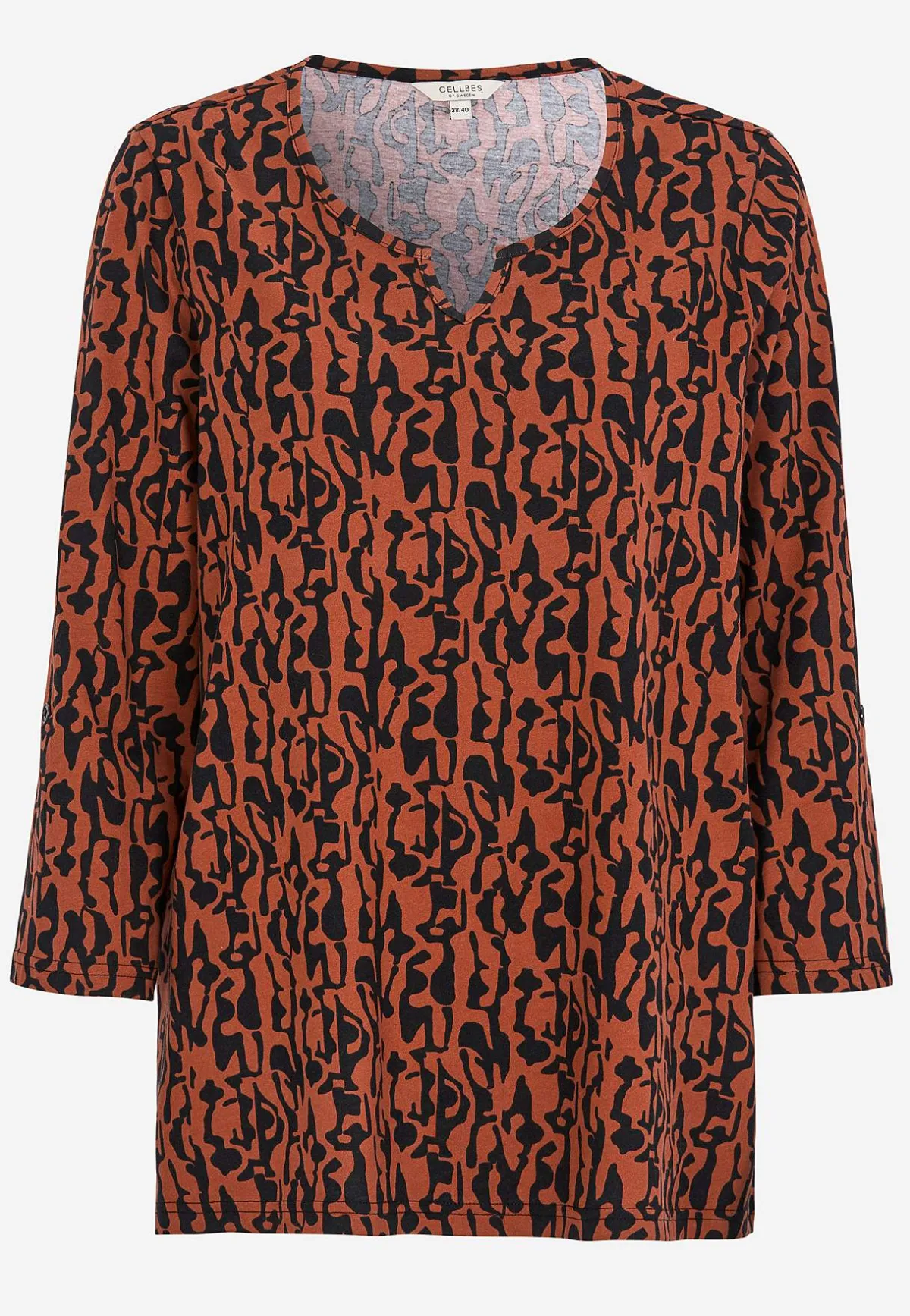 Cellbes of Sweden Trikåtopp med 3/4-långa ärmar Rost / Svart / Mönstrad Online
