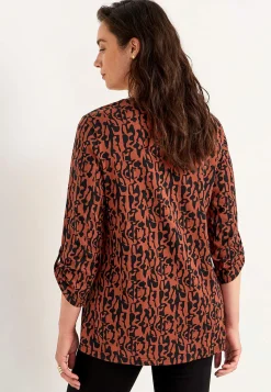 Cellbes of Sweden Trikåtopp med 3/4-långa ärmar Rost / Svart / Mönstrad Online