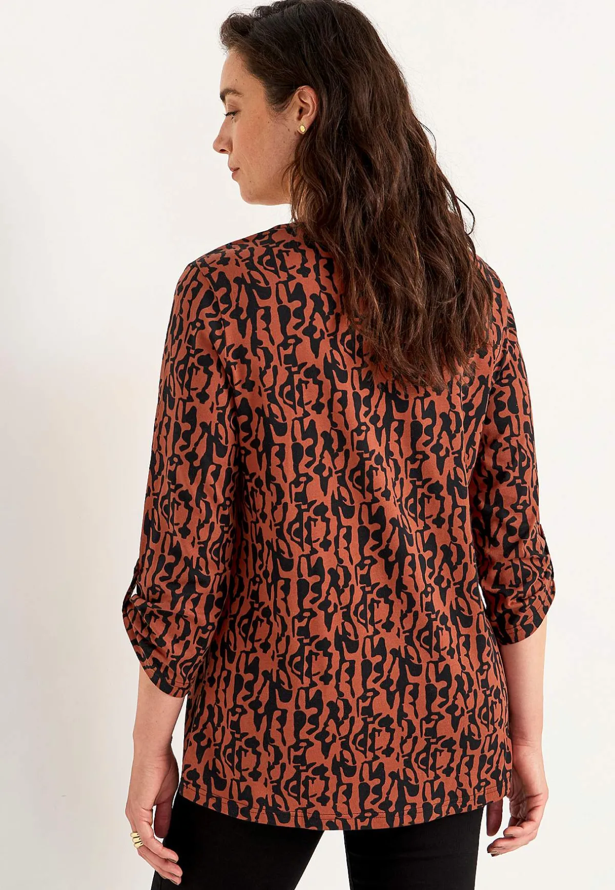 Cellbes of Sweden Trikåtopp med 3/4-långa ärmar Rost / Svart / Mönstrad Online