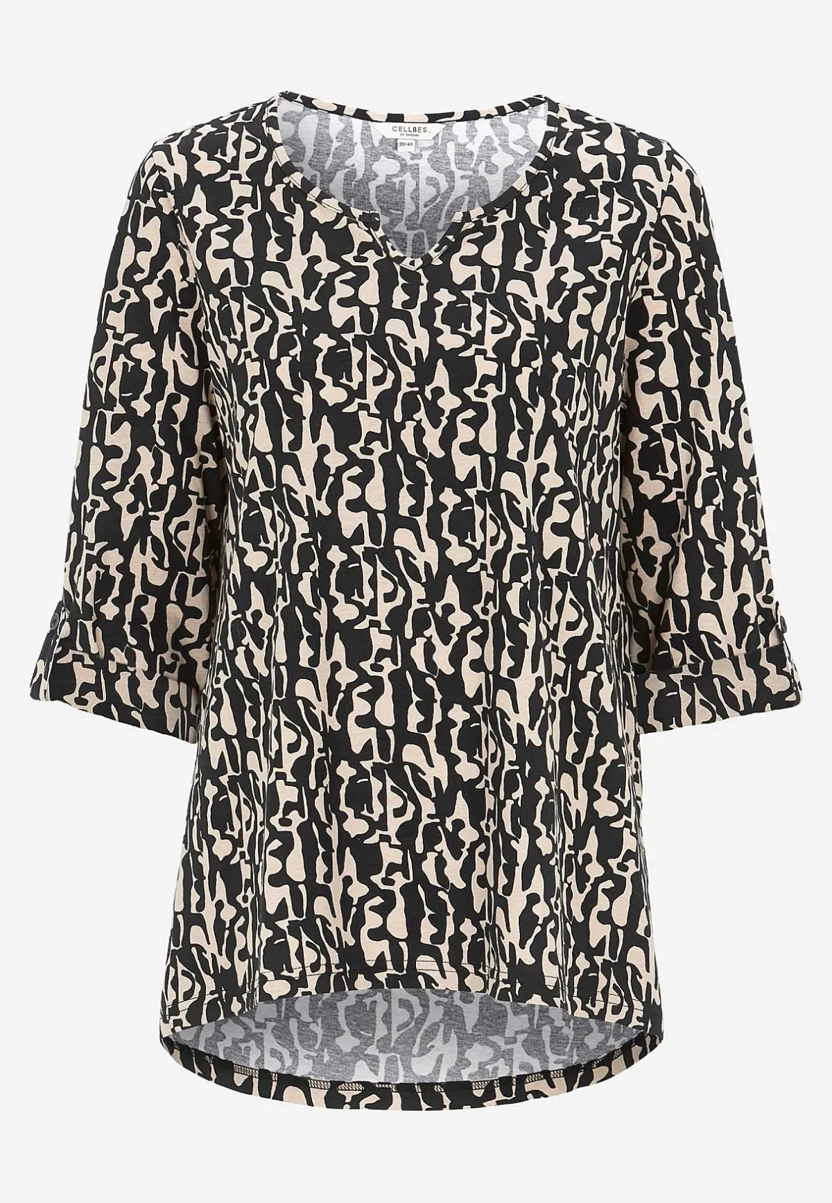Cellbes of Sweden Trikåtopp med 3/4-långa ärmar Svart / Beige / Mönstrad Best