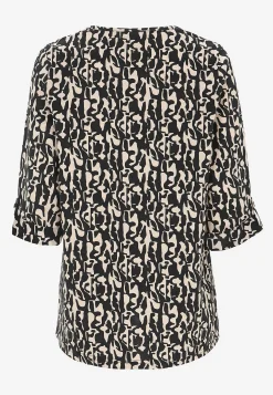 Cellbes of Sweden Trikåtopp med 3/4-långa ärmar Svart / Beige / Mönstrad Best
