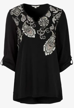 Cellbes of Sweden Trikåtopp med 3/4-långa ärmar Svart / Paisley Clearance