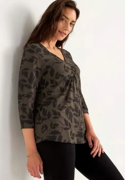 Cellbes of Sweden Trikåtopp med rynkdetaljer Brun / Svart / Mönstrad