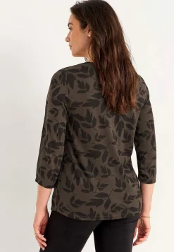 Cellbes of Sweden Trikåtopp med rynkdetaljer Brun / Svart / Mönstrad