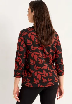 Cellbes of Sweden Trikåtopp med rynkdetaljer Svart / Rost / Mönstrad Online