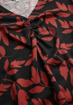 Cellbes of Sweden Trikåtopp med rynkdetaljer Svart / Rost / Mönstrad Online