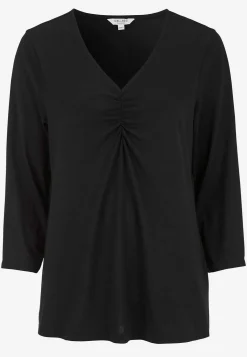 Cellbes of Sweden Trikåtopp med rynkdetaljer Svart / Enfärgad Best