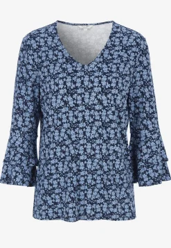 Cellbes of Sweden Trikåtopp med volangärmar Blå / Mönstrad Outlet