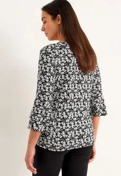 Cellbes of Sweden Trikåtopp med volangärmar Svart / Mönstrad Online