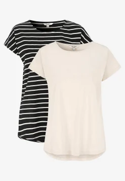 Cellbes of Sweden Trikåtoppar med holkärmar 2-pack Svart / Beige / Randig + Beige