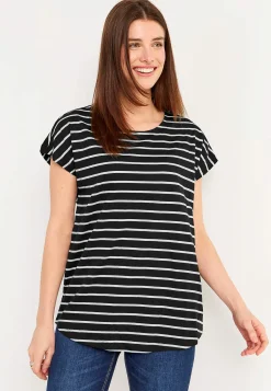 Cellbes of Sweden Trikåtoppar med holkärmar 2-pack Svart / Beige / Randig + Beige