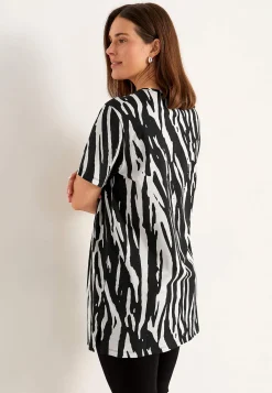 Cellbes of Sweden Trikåtunika i ekologisk bomull 2-pack Beige / Mönstrad + Svart Discount