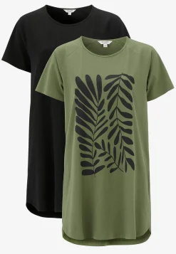 Cellbes of Sweden Trikåtunika i ekologisk bomull 2-pack Grön / Mönstrad + Svart Online