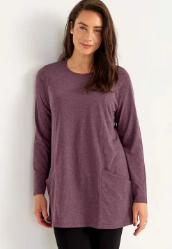 Cellbes of Sweden Trikåtunika med fickor Plommon / Melerad Outlet