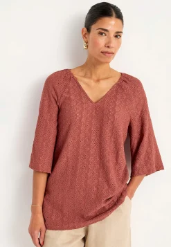 Cellbes of Sweden Trikåtunika med hålbroderi Rost Sale